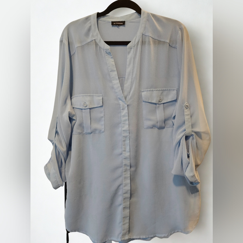 Light Baby Blue Sheer Blouse Le Chateau Loose Fit